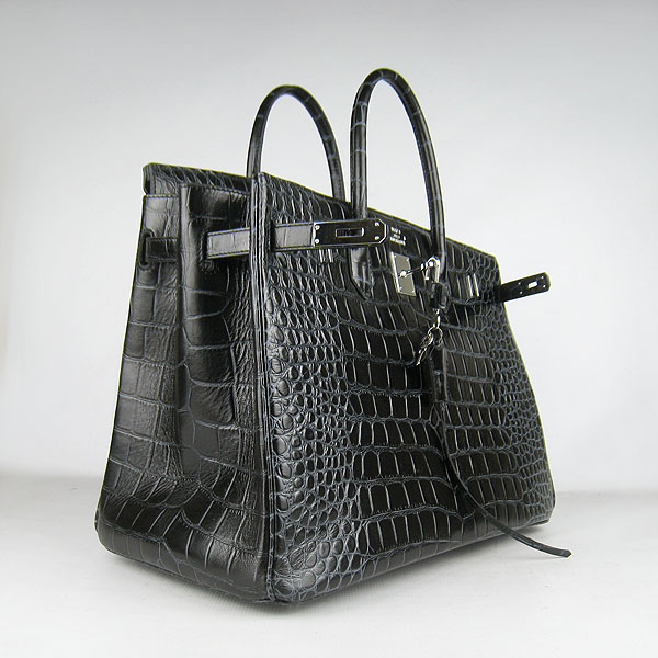 Replica Hermes Birkin 40CM Crocodile Veins Leather Bag Black 6099 Online